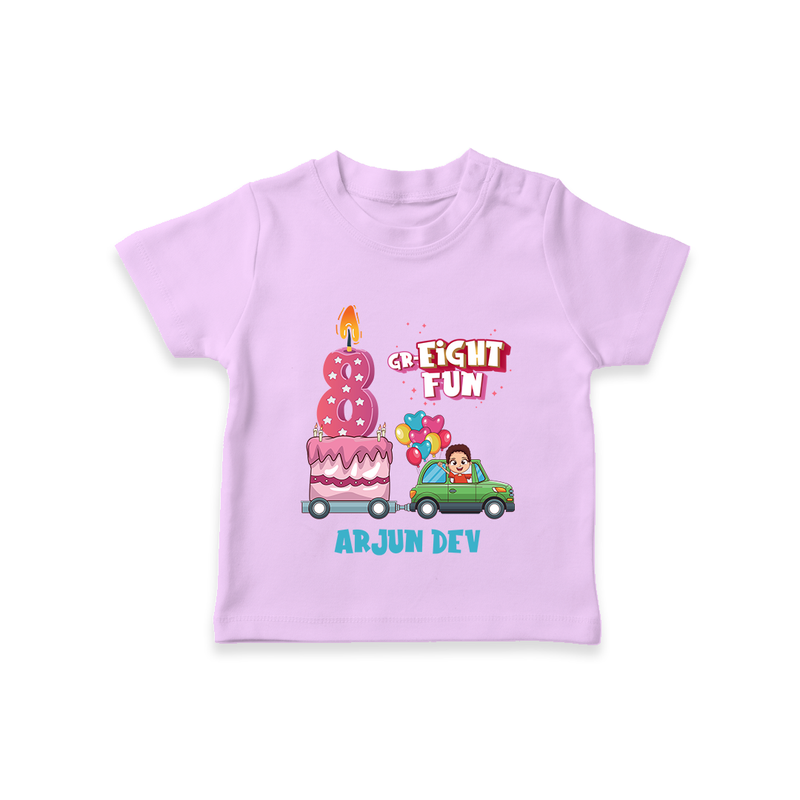 Celebrate Your Kids 8th Year Birthday With "GR-EIGHT FUN" - Personalized Birthday T-Shirts with Customized Name For Boys - LILAC - 0-5 Months Old (Chest 17")