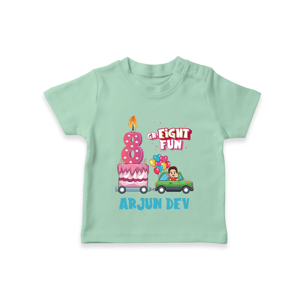 Monthly Milestone Baby T-Shirt -8th Month | Personalized Print | Cute & Comfortable - MINT GREEN - 0-5 Months Old (Chest 17")