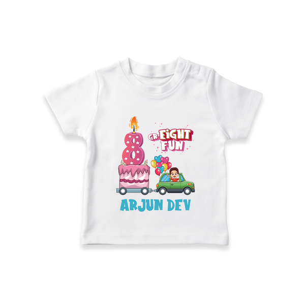 Monthly Milestone Baby T-Shirt -8th Month | Personalized Print | Cute & Comfortable - WHITE - 0-5 Months Old (Chest 17")