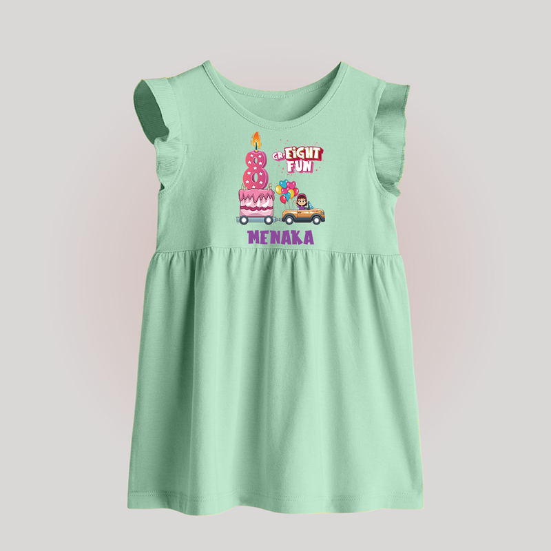 Adorable 8th Month Baby Baby Frock | Name Printed Cotton Baby Frock | Perfect for Photos - MINT GREEN - 0 - 3 Months Old (Chest 17")