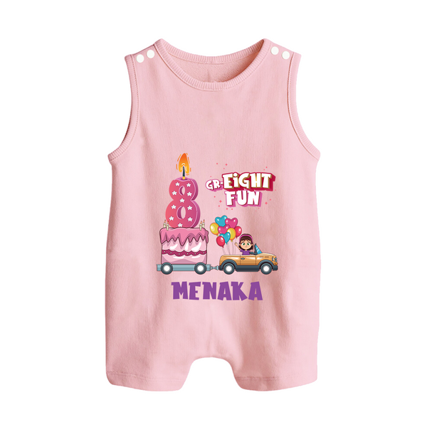 Adorable 8th Month Baby Romper Suit/ Sleeveless Romper | Name Printed Cotton Romper Suit/ Sleeveless Romper | Perfect for Photos - BABY PINK - 0 - 5 Months Old (Chest 18")