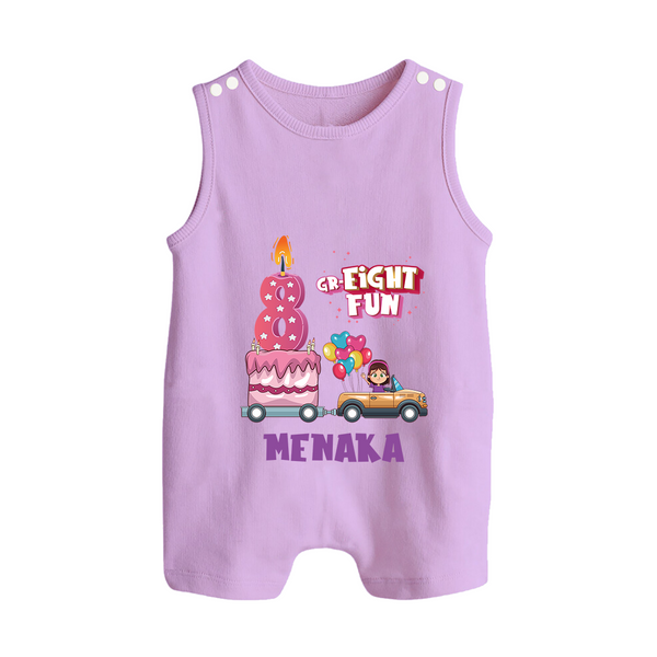 Adorable 8th Month Baby Romper Suit/ Sleeveless Romper | Name Printed Cotton Romper Suit/ Sleeveless Romper | Perfect for Photos - LILAC - 0 - 5 Months Old (Chest 18")