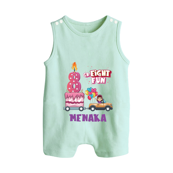 Adorable 8th Month Baby Romper Suit/ Sleeveless Romper | Name Printed Cotton Romper Suit/ Sleeveless Romper | Perfect for Photos - MINT GREEN - 0 - 5 Months Old (Chest 18")