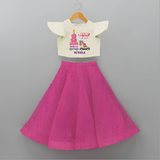 Celebrate Your Kids 8th Year Birthday With "GR-EIGHT FUN" - Personalized Birthday Crop Top And Skirt with Customized Name For Girls - FUSCHIA - 6 - 9 Months Old (Chest 20" , Frock Waist 20")