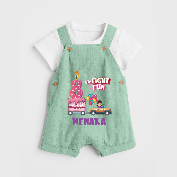 Adorable 8th Month Baby Dungaree Set | Name Printed Cotton Dungaree Set | Perfect for Photos - MINT GREEN - 0 - 5 Months Old (Chest 18")