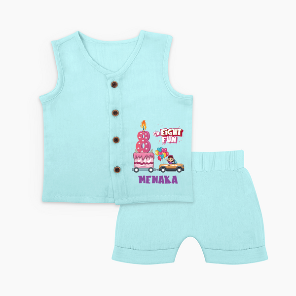Adorable 8th Month Baby Jabla Set | Name Printed Cotton Jabla Set | Perfect for Photos - BABY BLUE - 0 - 3 Months Old (Chest 9.8")