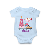 Celebrate Your Adorable BabyÕs 8th Month With "GR-EIGHT FUN" - Personalized Romper For Babies With Name - BABY BLUE - 0 - 3 Months Old (Chest 16")