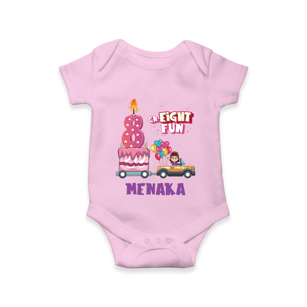 Adorable 8th Month Baby Romper | Name Printed Cotton Onesie | Perfect for Photos - BABY PINK - New Born (Chest 14")