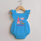 Adorable 8th Month Baby Romper Frock | Name Printed Cotton Romper Frock | Perfect for Photos - SKY BLUE - 0 - 3 Months Old (Chest 19")