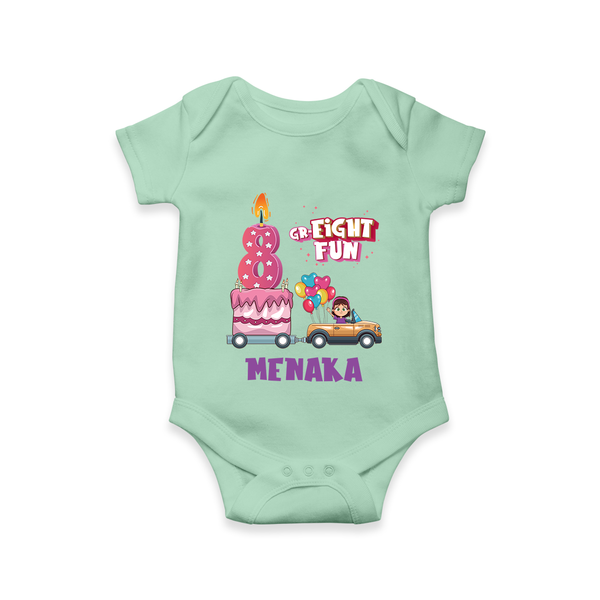 Adorable 8th Month Baby Romper | Name Printed Cotton Onesie | Perfect for Photos - MINT GREEN - New Born (Chest 14")