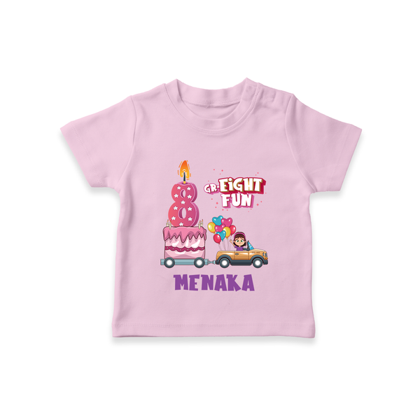 Adorable 8th Month Baby T-Shirt | Name Printed Cotton T-Shirt | Perfect for Photos - BABY PINK - 0-5 Months Old (Chest 17")