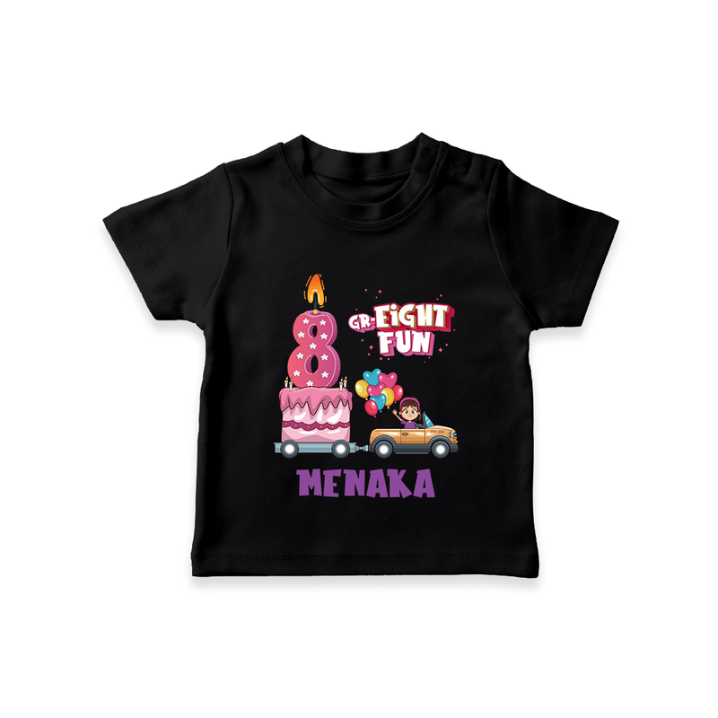 Adorable 8th Month Baby T-Shirt | Name Printed Cotton T-Shirt | Perfect for Photos - BLACK - 0-5 Months Old (Chest 17")