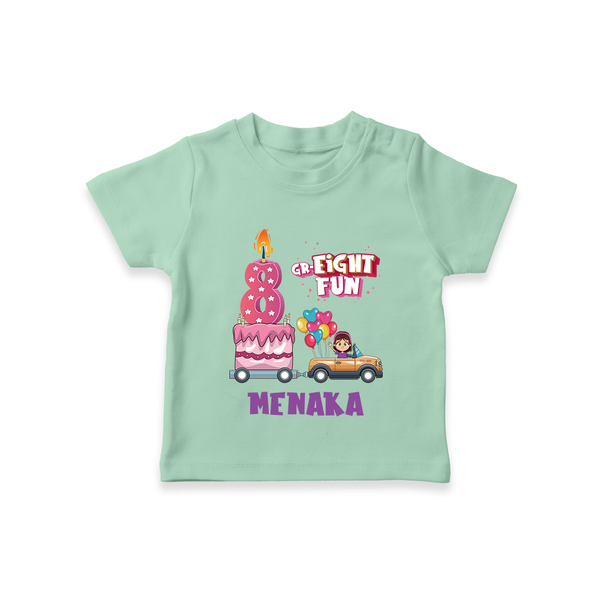 Adorable 8th Month Baby T-Shirt | Name Printed Cotton T-Shirt | Perfect for Photos - MINT GREEN - 0-5 Months Old (Chest 17")