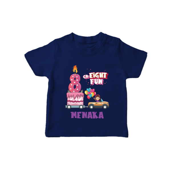 Adorable 8th Month Baby T-Shirt | Name Printed Cotton T-Shirt | Perfect for Photos - NAVY BLUE - 0-5 Months Old (Chest 17")