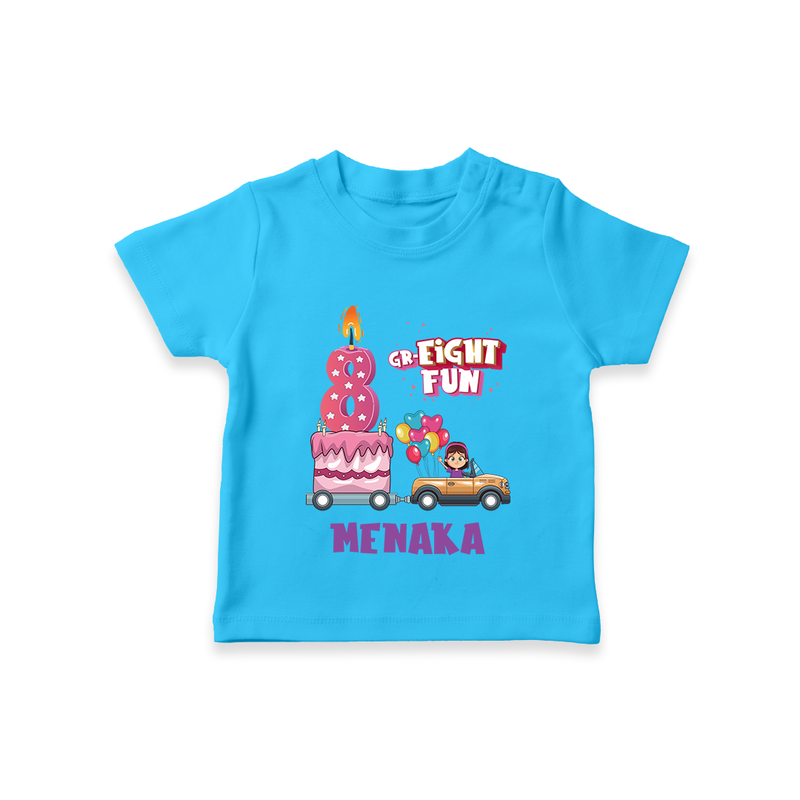 Adorable 8th Month Baby T-Shirt | Name Printed Cotton T-Shirt | Perfect for Photos - SKY BLUE - 0-5 Months Old (Chest 17")