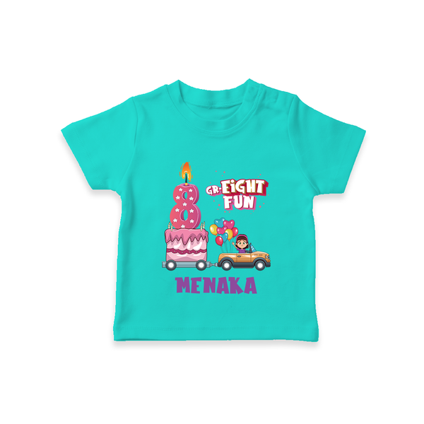 Adorable 8th Month Baby T-Shirt | Name Printed Cotton T-Shirt | Perfect for Photos - TEAL - 0-5 Months Old (Chest 17")