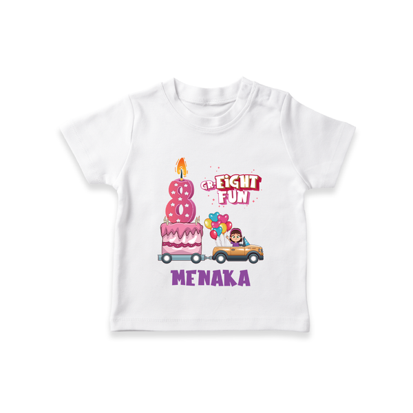 Adorable 8th Month Baby T-Shirt | Name Printed Cotton T-Shirt | Perfect for Photos - WHITE - 0-5 Months Old (Chest 17")