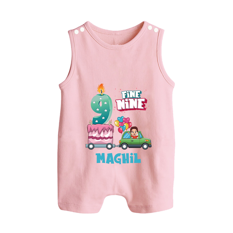 Baby Milestone Romper Suit/ Sleeveless Romper | Custom 9 Month Romper Suit/ Sleeveless Romper | Soft, Skin-Friendly Cotton - BABY PINK - 0 - 5 Months Old (Chest 18")