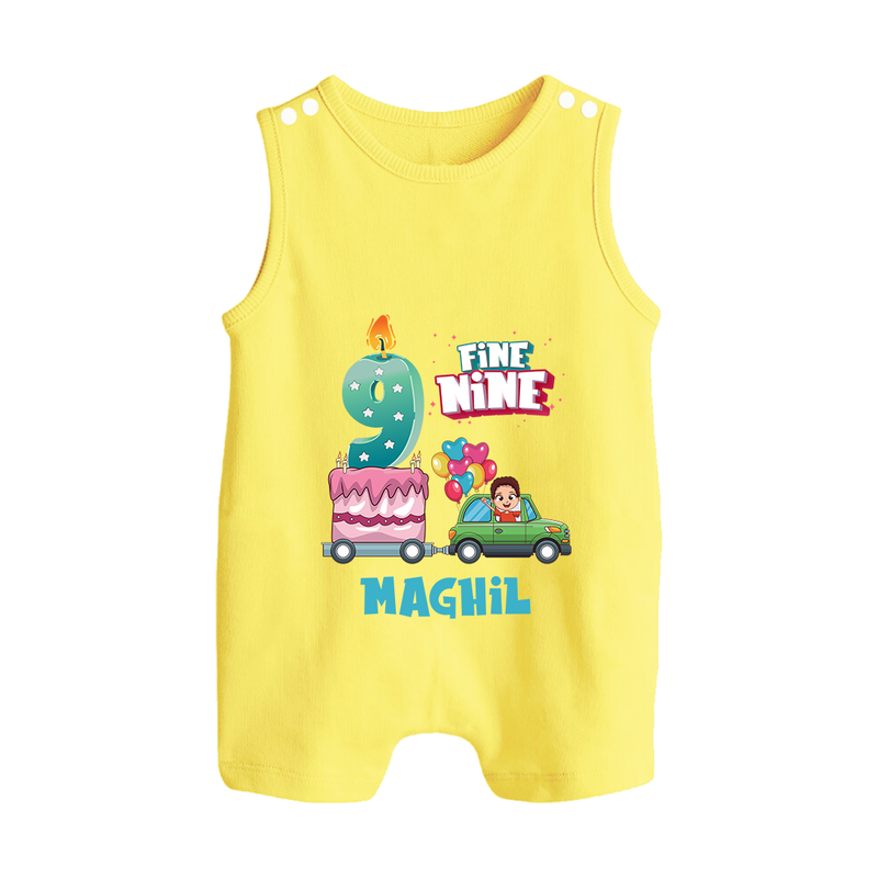 Baby Milestone Romper Suit/ Sleeveless Romper | Custom 9 Month Romper Suit/ Sleeveless Romper | Soft, Skin-Friendly Cotton - PASTEL YELLOW - 0 - 5 Months Old (Chest 18")