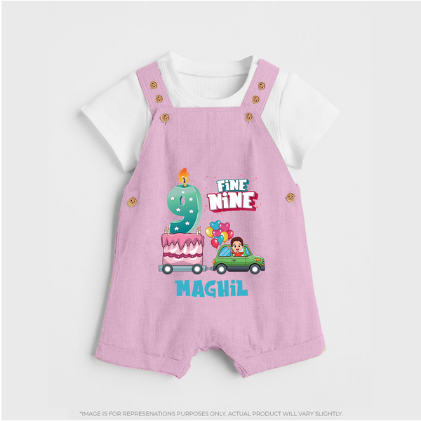 Baby Milestone Dungaree Set | Custom 9 Month Dungaree Set | Soft, Skin-Friendly Cotton - BABY PINK - 0 - 5 Months Old (Chest 18")