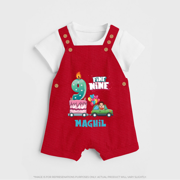 Baby Milestone Dungaree Set | Custom 9 Month Dungaree Set | Soft, Skin-Friendly Cotton - RED - 0 - 5 Months Old (Chest 18")