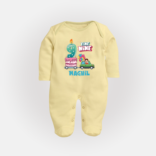 Baby Milestone Full Sleeve Bodysuit/ Sleep Suit/ Jumpsuit | Custom 9 Month Full Sleeve Bodysuit/ Sleep Suit/ Jumpsuit | Soft, Skin-Friendly Cotton