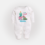 Baby Milestone Full Sleeve Bodysuit/ Sleep Suit/ Jumpsuit | Custom 9 Month Full Sleeve Bodysuit/ Sleep Suit/ Jumpsuit | Soft, Skin-Friendly Cotton - WHITE - New Born (Chest 7.5")