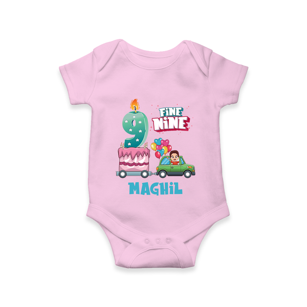 Baby Milestone Romper | Custom 9 Month Onesie | Soft, Skin-Friendly Cotton - BABY PINK - New Born (Chest 14")