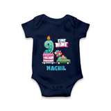 Baby Milestone Romper | Custom 9 Month Onesie | Soft, Skin-Friendly Cotton - NAVY BLUE - New Born (Chest 14")