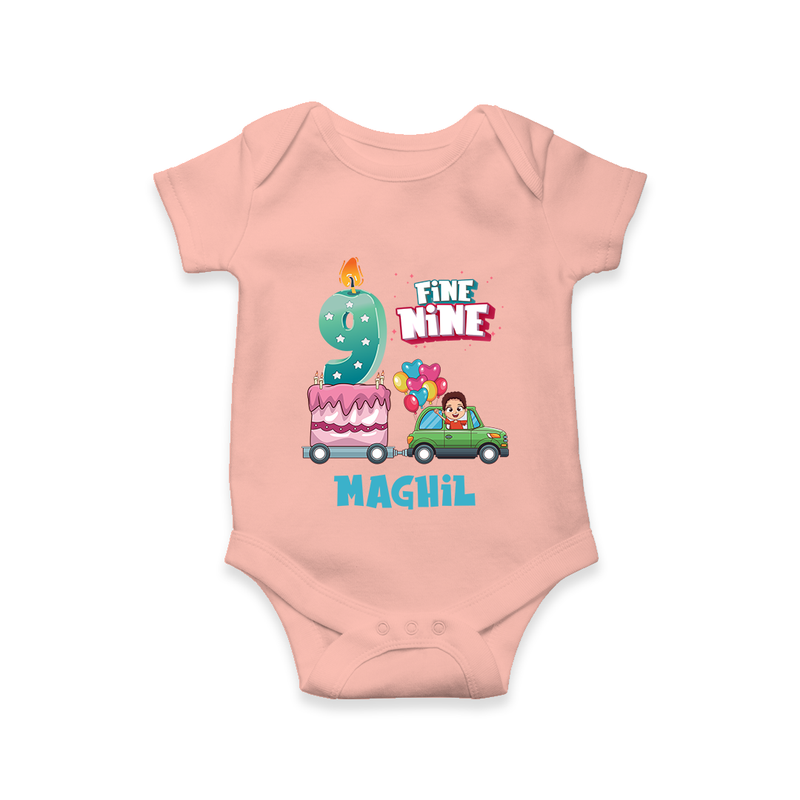 Baby Milestone Romper | Custom 9 Month Onesie | Soft, Skin-Friendly Cotton - PEACH - New Born (Chest 14")