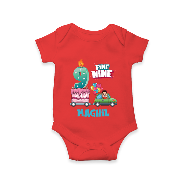 Baby Milestone Romper | Custom 9 Month Onesie | Soft, Skin-Friendly Cotton - RED - New Born (Chest 14")