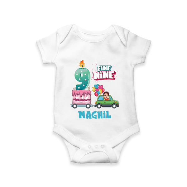 Baby Milestone Romper | Custom 9 Month Onesie | Soft, Skin-Friendly Cotton - WHITE - New Born (Chest 14")