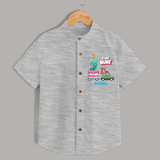 Celebrate Your Kids 9th Year Birthday With "FINE NINE" - Personalized Birthday Shirts with Customized Name - GREY MELANGE - 0 - 6 Months Old (Chest 23")