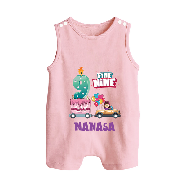Celebrate 9 Month with Custom Romper Suit/ Sleeveless Romper | Personalized Newborn Outfit | Soft Cotton Comfort - BABY PINK - 0 - 5 Months Old (Chest 18")
