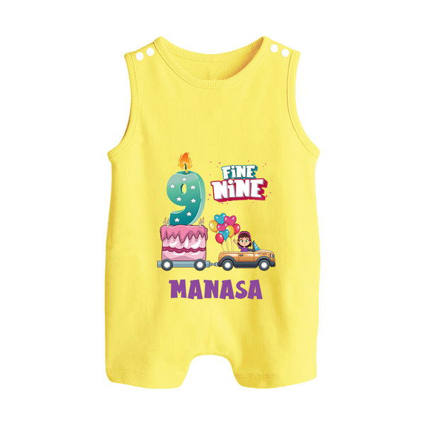 Celebrate 9 Month with Custom Romper Suit/ Sleeveless Romper | Personalized Newborn Outfit | Soft Cotton Comfort - PASTEL YELLOW - 0 - 5 Months Old (Chest 18")