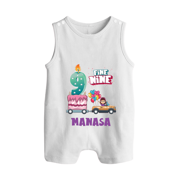 Celebrate 9 Month with Custom Romper Suit/ Sleeveless Romper | Personalized Newborn Outfit | Soft Cotton Comfort - WHITE - 0 - 5 Months Old (Chest 18")