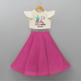 Celebrate Your Kids 9th Year Birthday With "FINE NINE" - Personalized Birthday Crop Top And Skirt with Customized Name For Girls - FUSCHIA - 6 - 9 Months Old (Chest 20" , Frock Waist 20")