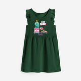 ⁠Fine-Nine 9th Birthday – Personalized Name Frock for Girls - BOTTLE GREEN - 0 - 6 Months Old (Chest 18")