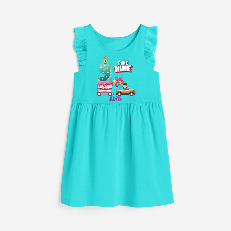 ⁠Fine-Nine 9th Birthday – Personalized Name Frock for Girls - LIGHT BLUE - 0 - 6 Months Old (Chest 18")