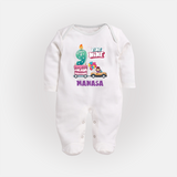 Celebrate 9 Month with Custom Full Sleeve Bodysuit/ Sleep Suit/ Jumpsuit | Personalized Newborn Outfit | Soft Cotton Comfort - WHITE - New Born (Chest 7.5")