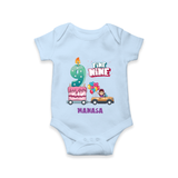 Celebrate Your Cutie PieÕs 9th Month With "FINE NINE" - Special Romper For Babies With Name - BABY BLUE - 0 - 3 Months Old (Chest 16")