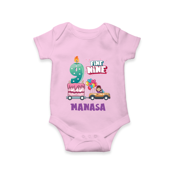 Celebrate 9 Month with Custom Romper | Personalized Newborn Outfit | Soft Cotton Comfort - BABY PINK - New Born (Chest 14")