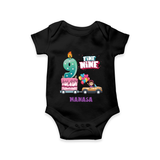 Celebrate Your Cutie PieÕs 9th Month With "FINE NINE" - Special Romper For Babies With Name - BLACK - 0 - 3 Months Old (Chest 16")