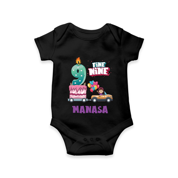 Celebrate 9 Month with Custom Romper | Personalized Newborn Outfit | Soft Cotton Comfort - BLACK - New Born (Chest 14")