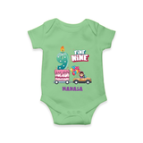 Celebrate Your Cutie PieÕs 9th Month With "FINE NINE" - Special Romper For Babies With Name - GREEN - 0 - 3 Months Old (Chest 16")