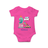 Celebrate Your Cutie PieÕs 9th Month With "FINE NINE" - Special Romper For Babies With Name - HOT PINK - 0 - 3 Months Old (Chest 16")