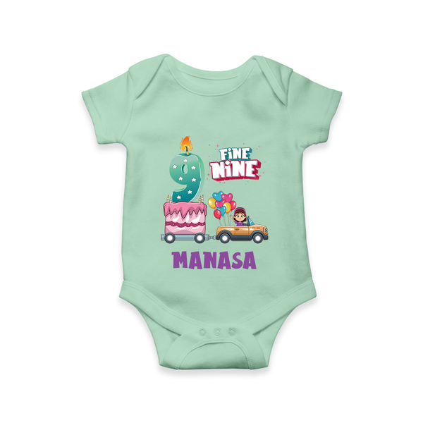 Celebrate 9 Month with Custom Romper | Personalized Newborn Outfit | Soft Cotton Comfort - MINT GREEN - New Born (Chest 14")