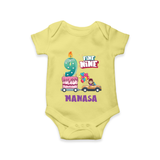 Celebrate 9 Month with Custom Romper | Personalized Newborn Outfit | Soft Cotton Comfort - PASTEL YELLOW - New Born (Chest 14")