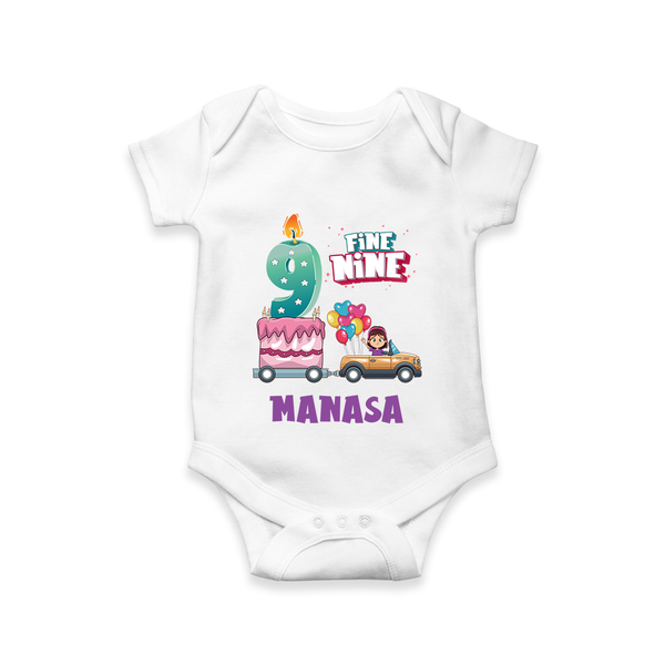 Celebrate 9 Month with Custom Romper | Personalized Newborn Outfit | Soft Cotton Comfort - WHITE - New Born (Chest 14")