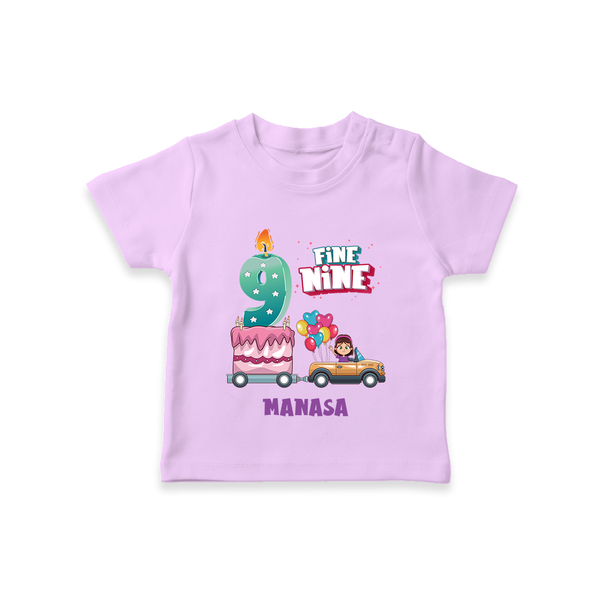 Celebrate Your Kids 9th Year Birthday With "FINE NINE" - Personalized Birthday T-Shirts with Customized Name For Girls - LILAC - 0-5 Months Old (Chest 17")